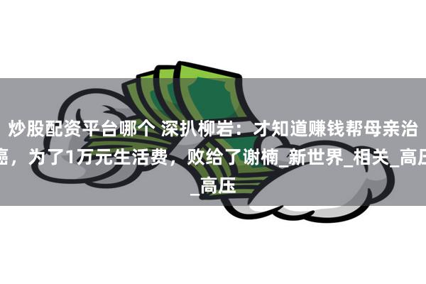 炒股配资平台哪个 深扒柳岩：才知道赚钱帮母亲治癌，为了1万元生活费，败给了谢楠_新世界_相关_高压
